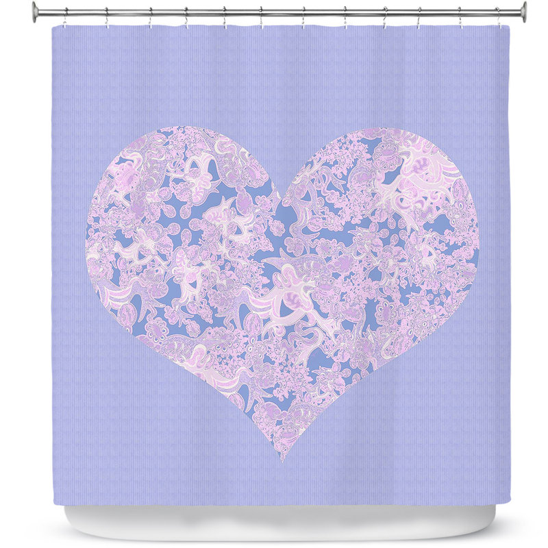 Rideau de douche simple coeur love serenity, Mauve