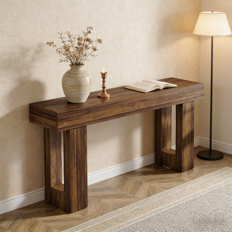 Wooden Entryway Entryway,Country-Style Sofa Table,Console Table, Rustic Brown