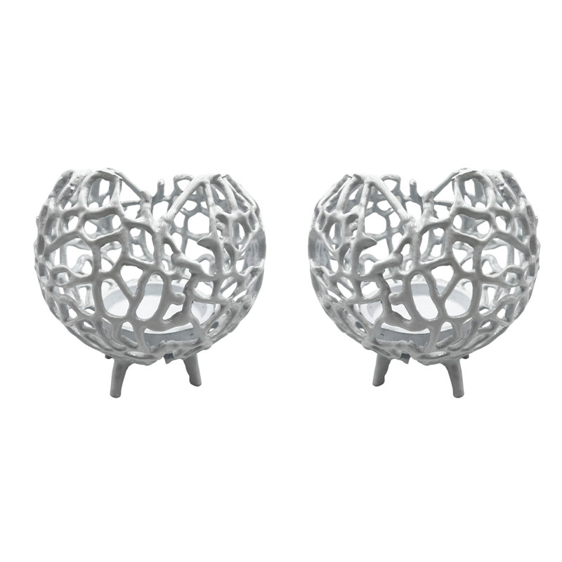 6" H Aluminum Tabletop Votive Holder, White, 7.5" H x 8" W x 8" D