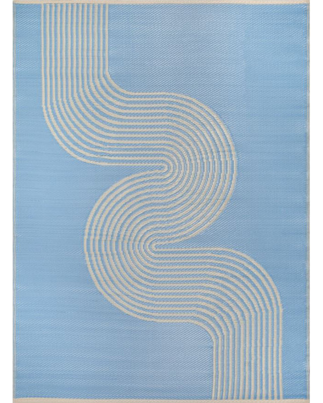Urban Collection Outdoor Rug Wave Design in Blue, Rectangle 150 x 220cm