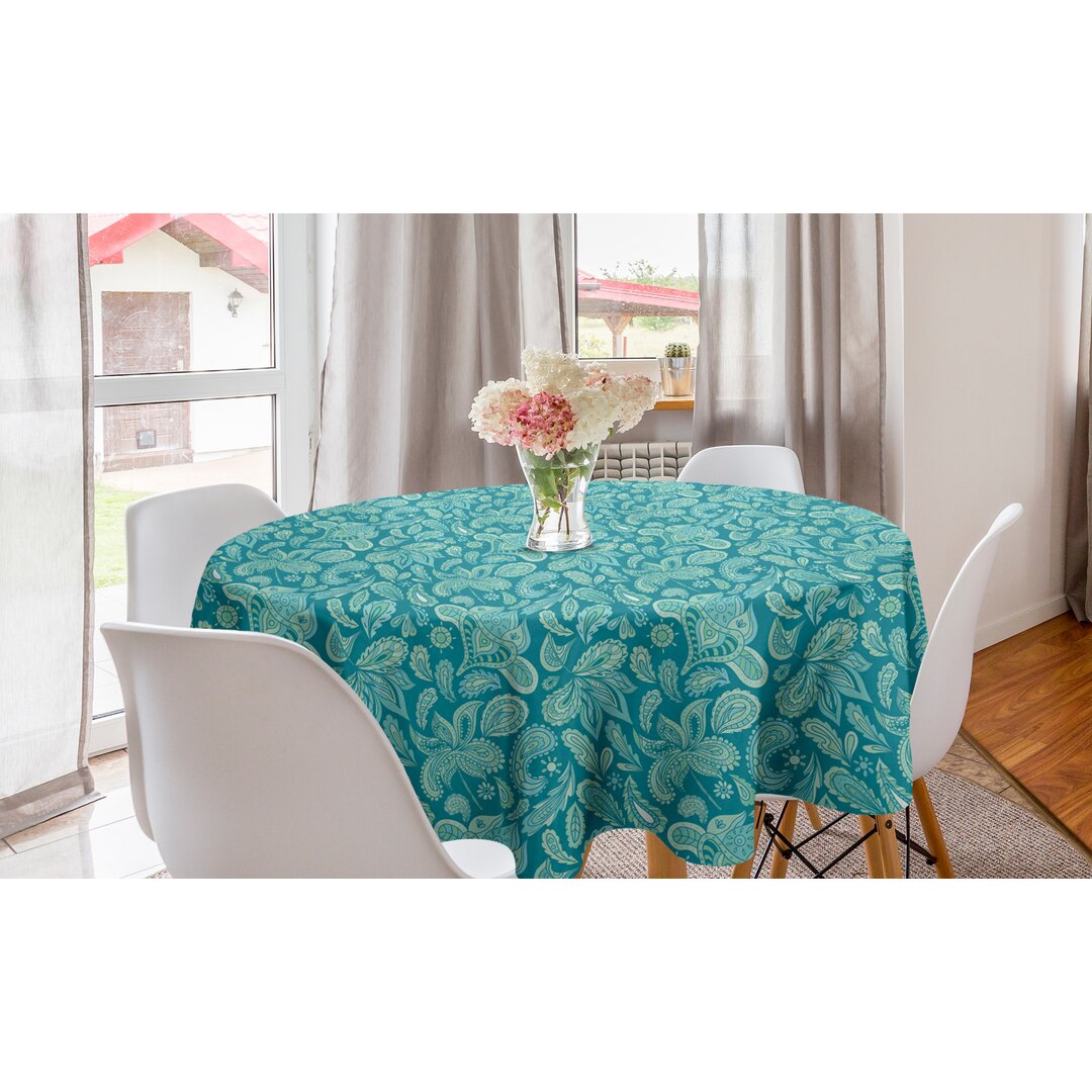 Runde Tischdecke, Vintage Pastell Paisley, Ethnisch, Turquoise Teal