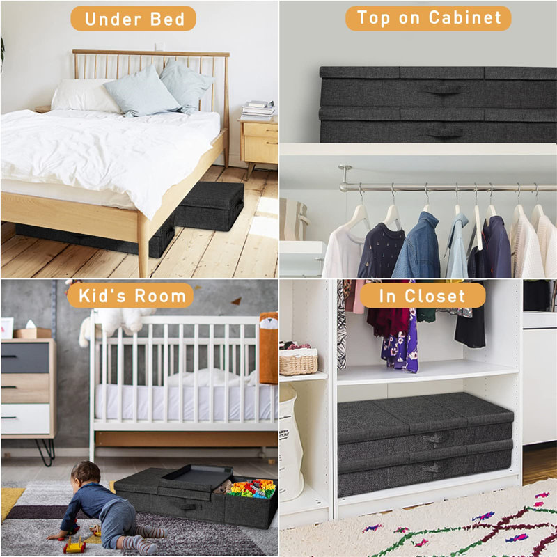 Ebern Designs Fabric Underbed Storage, Black