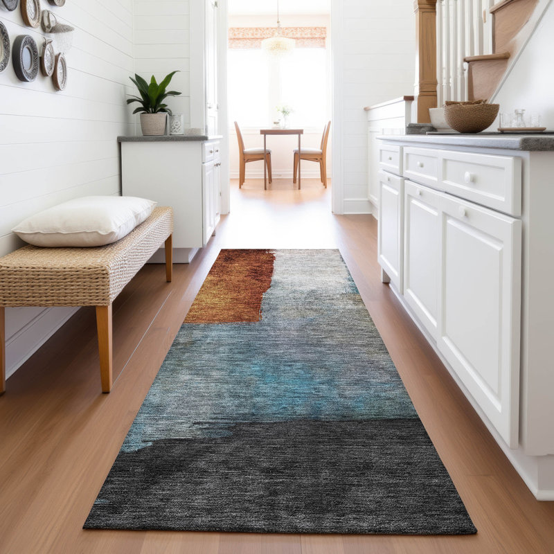 Premium Machine Washable Wayne AMF1100 Squares Rug, Runner 2'3" x 7'6"
