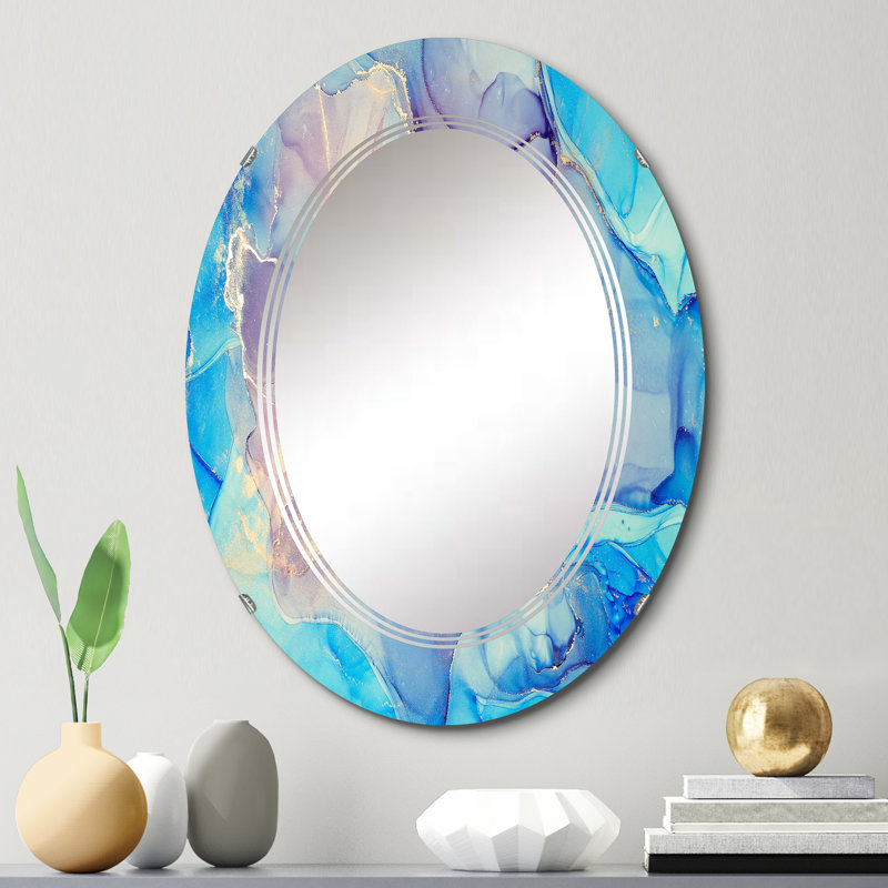 Miroir mural bleu et rose, 30 po x 20 po