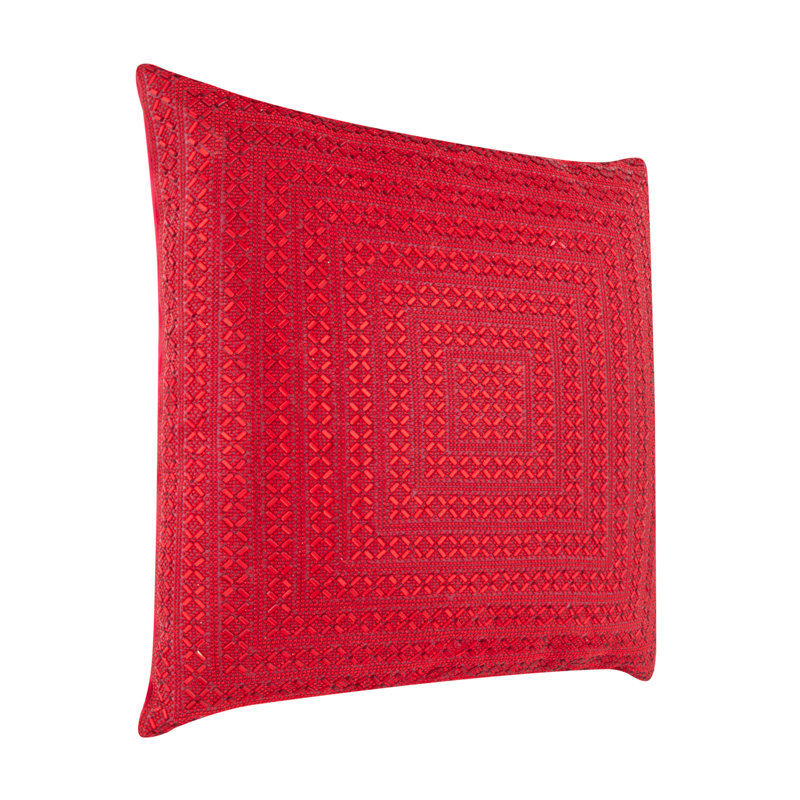 Coussin Sparkles Home Madison Avenue | Motif strass croisé en X et envers en velours, Rouge, 20 po x 20 po
