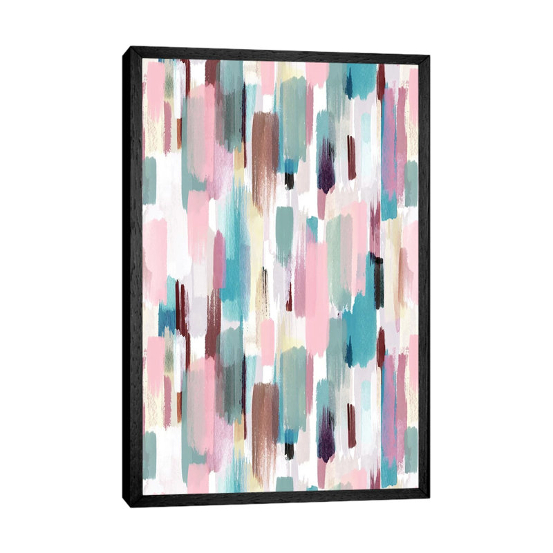 Color Brushstrokes Pastel - Print on Canvas, 101.6cm H x 66.04cm W x 3.81cm D, Black Framed