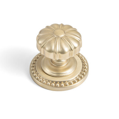 Bouton de meuble à motif floral avec plaque décorative, en laiton antique et bronze champagne, pour commode, armoire et meuble de cuisine.