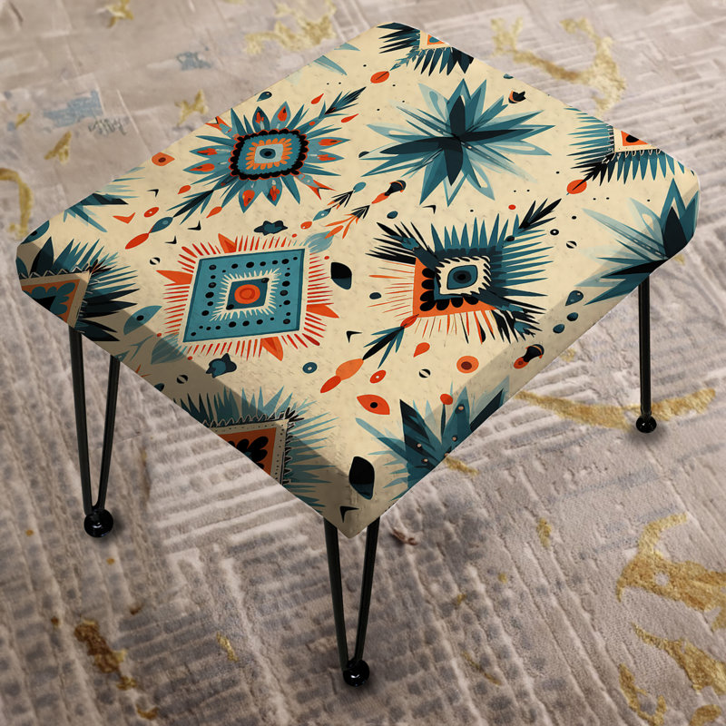 Nomadic Treasures Boho Motif I - Repose-pieds rectangulaire géométrique