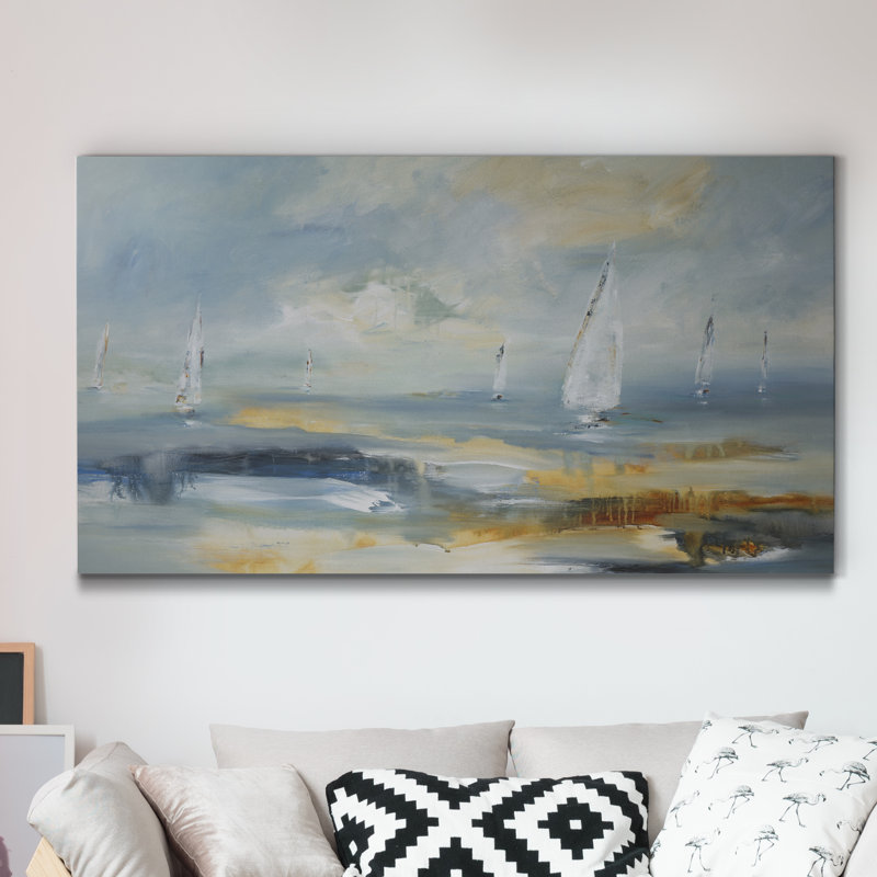 « ocean play i », peinture sur toile tendue, H 8 po x l 20 po x P 1 po