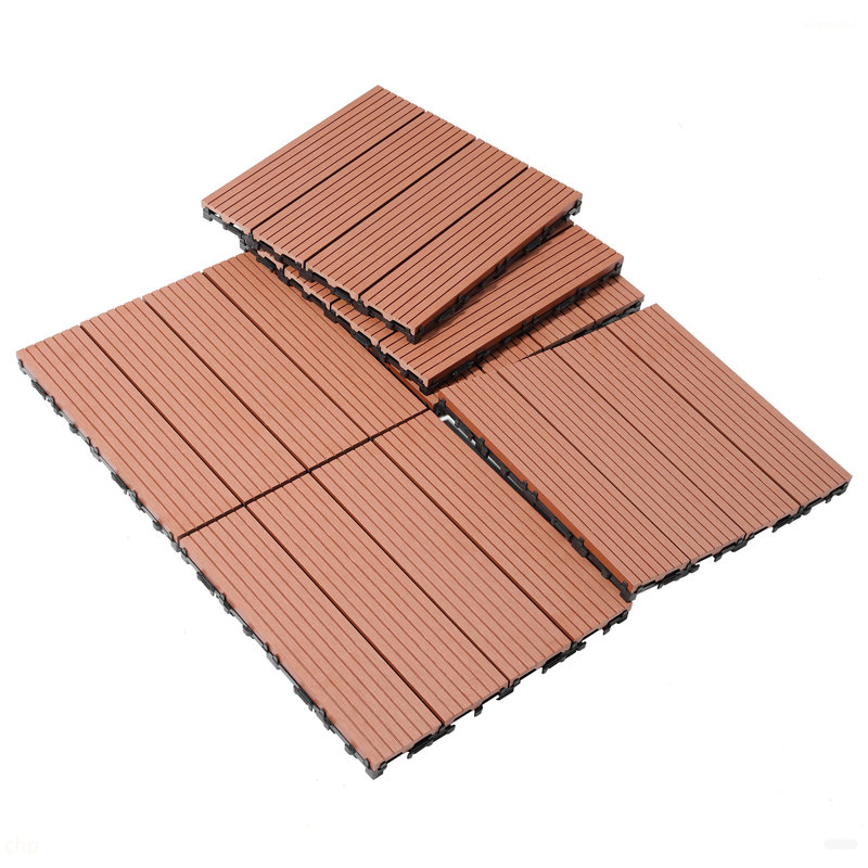 Ensemble de 20 tuiles de terrasse en bois et en plastique composite, les terrasses en composite durable résistent à la rouille, à l'eau, aux intempéries, faciles à bricoler et à entretenir, idéales pour les patios, les balcons et les toits