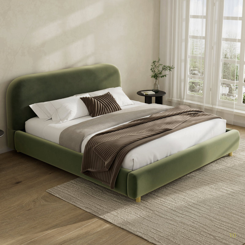 Lit plateforme très grand avec tissu en velours