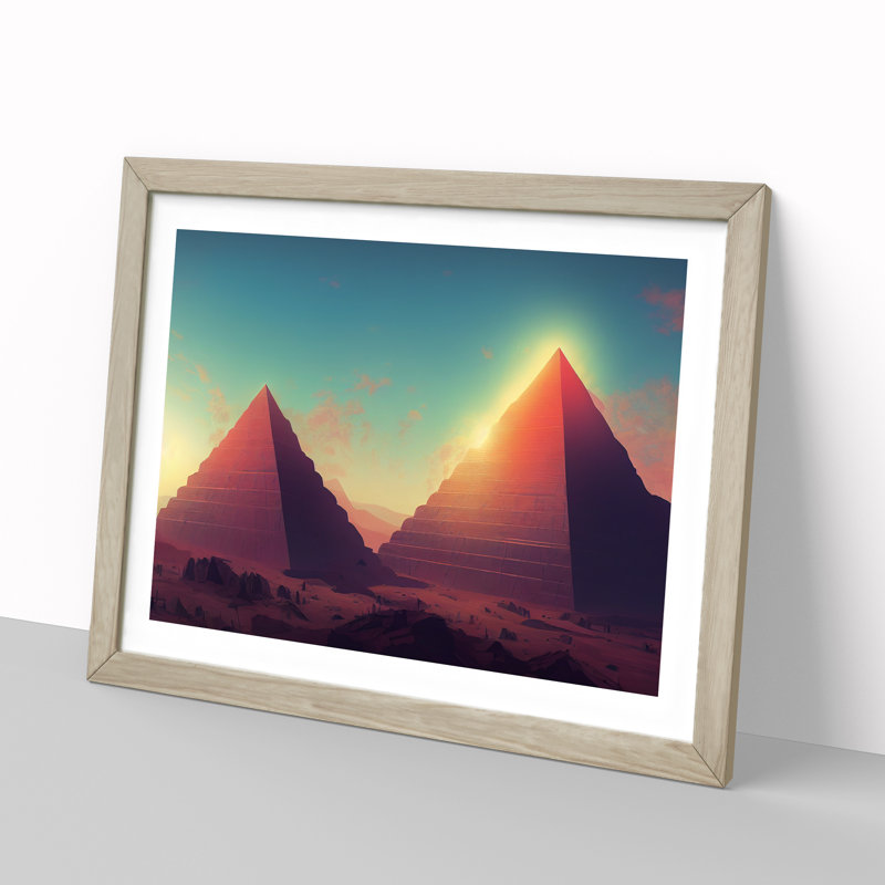 XH1022-7248X Pyramids in the Desert Vol.1 1 Piece Single Picture Frame Wall Art, 25cm H x 34cm W x 2cm D, Oak Framed