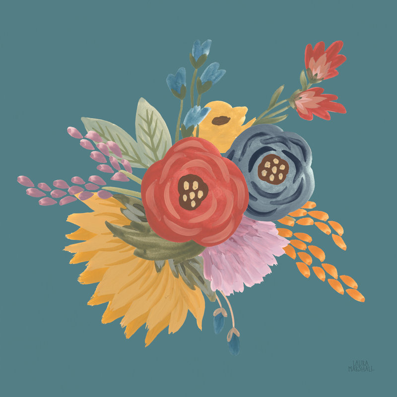 Harvest Garden Flowers IV by Laura Marshall - Wrapped Canvas Painting, 30cm H x 30cm W