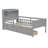 Twin Size Wood Platform Bed with LED Light, USB & Type-C Ports, Storage Headboard, Guardrails & 2 Drawers-1630861885