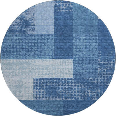 Premium Machine Washable Prisco Navy Rug