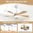45" 5-ABS Blades Indoor Ceiling Fan Light With Remote Control, Compatible With App And Speaker Control，White-356388832
