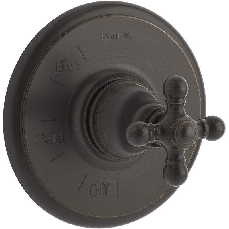Artifacts Rite-Temp Valve Trim with Cross Handle, Bronze huilé