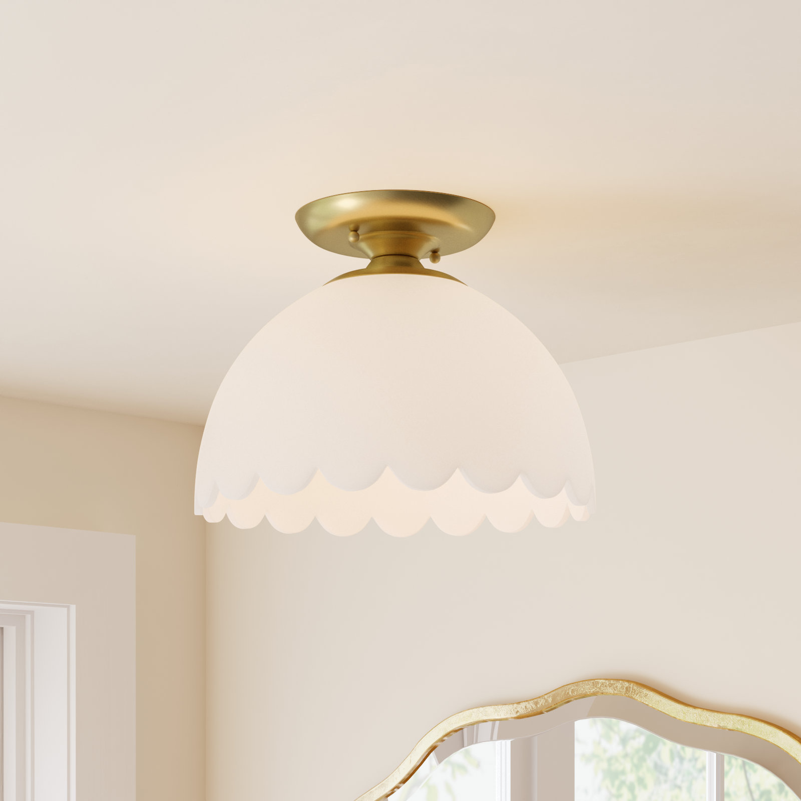 Filomela Single Light Glass Semi Flush Mount, Brushed Champagne Bronze