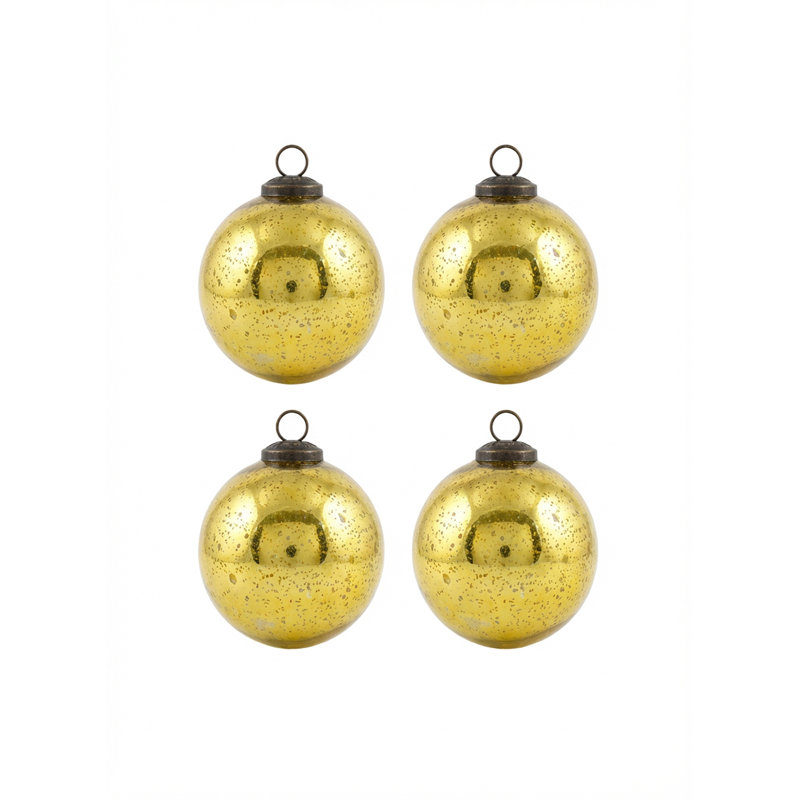 4'' Glass Ball Ornament, Antique Gold
