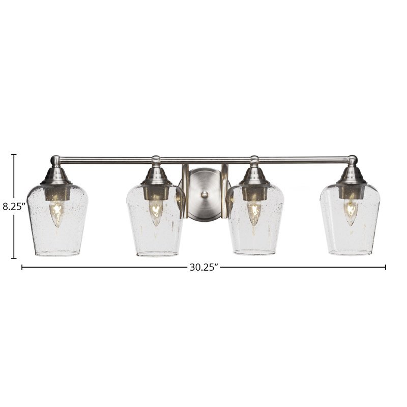 Barre d'éclairage de salle de bain 4 lumières Achen, Nickel brossé