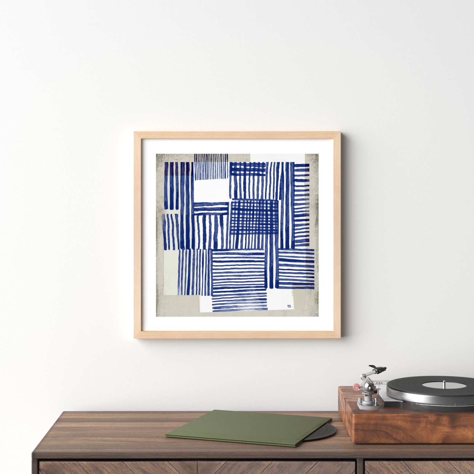 Book Shelf Painting by Marco Marella, Maple Framed, 24" H x 24" W x 1.25" D
