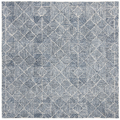 Tapis bleu / ivoire fabriqué à la main Linsly