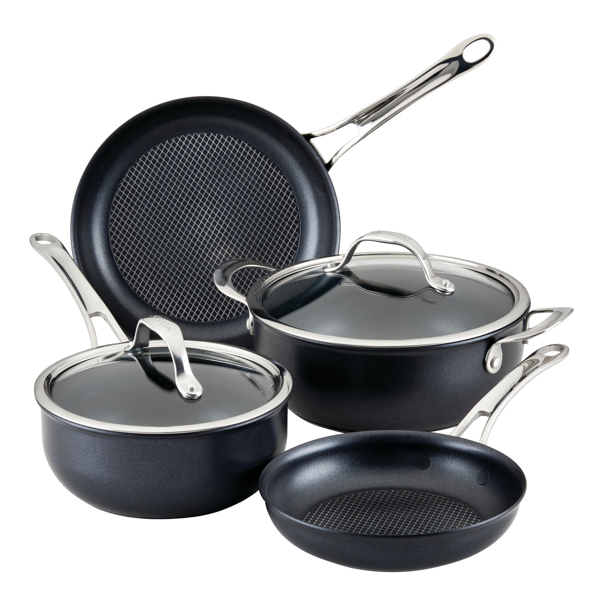 Anolon X Hybrid Nonstick Cookware Induction Pots And Pans Set, 6 Piece,  Dark Gray