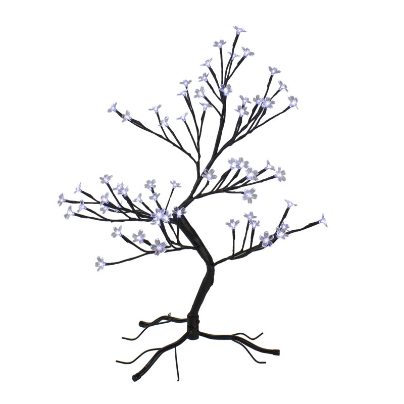 Arbre artificiel japonais 25 "pré-éclairé Sakura Blossom, Blanc pur