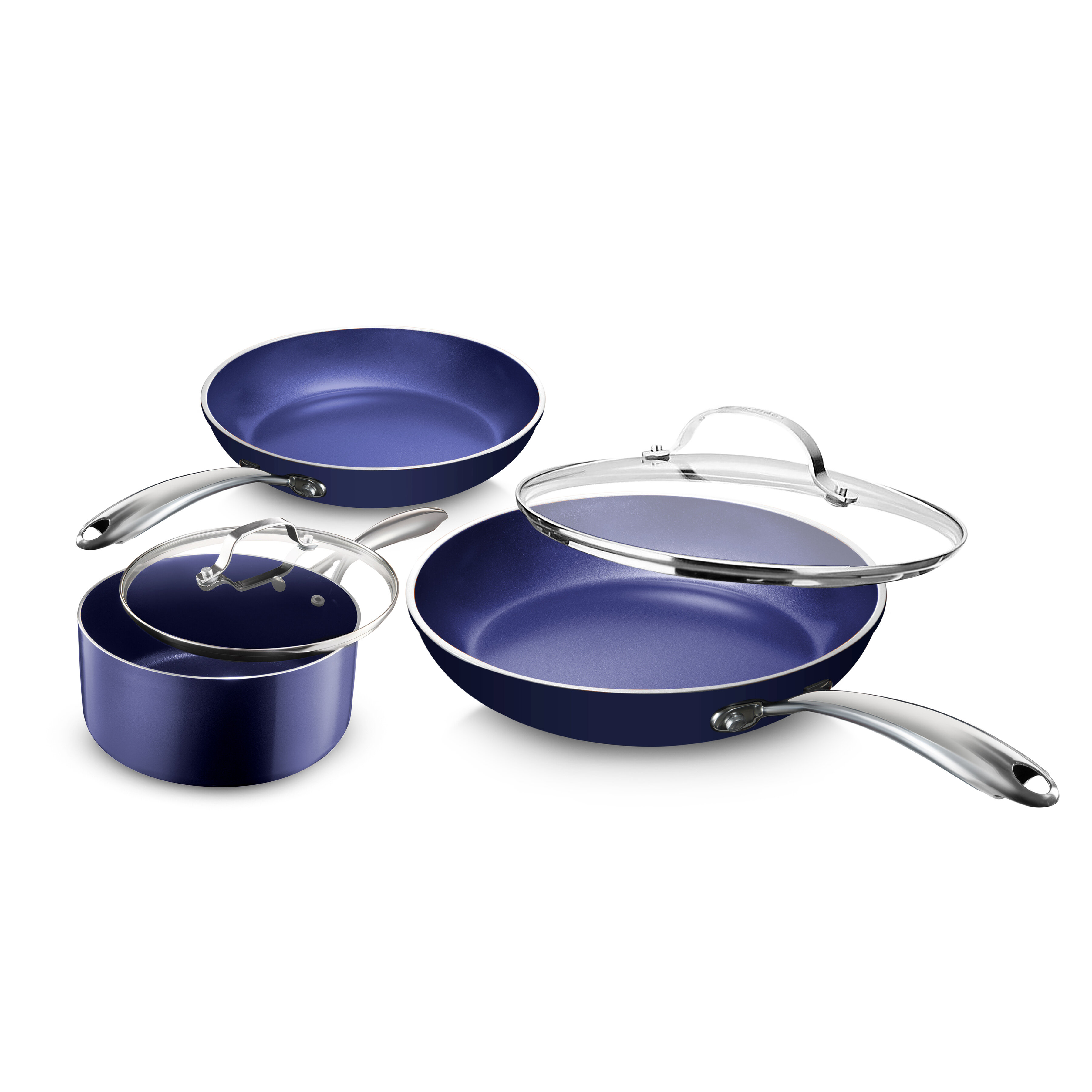 Granitestone Blue 5 Piece Nonstick Cookware Set with Stay Cool