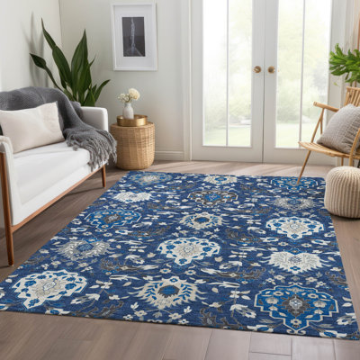 Premium Machine Washable Hust AMF1026 Damask Rug