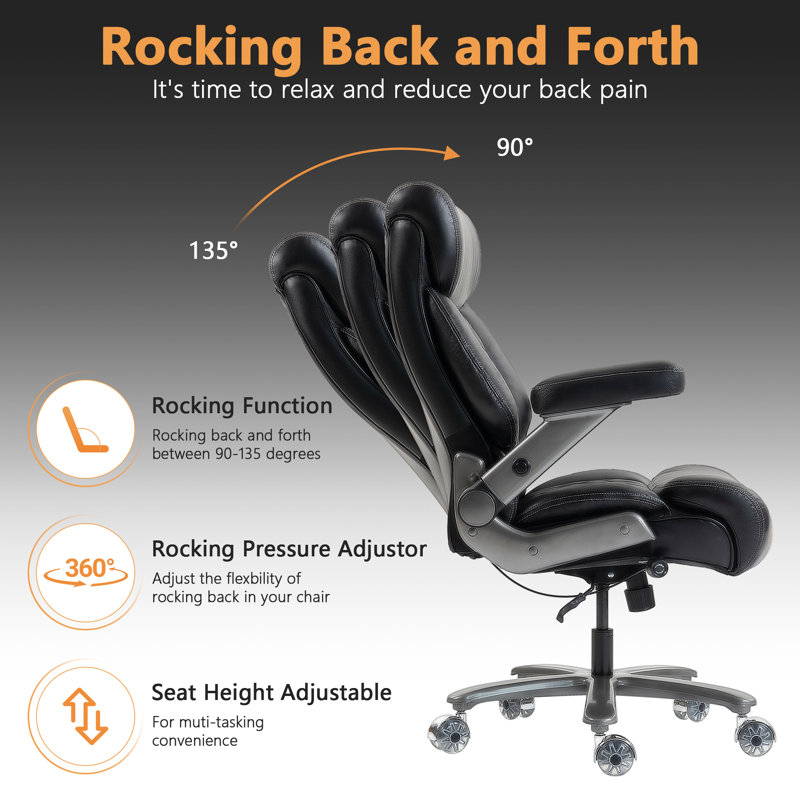 Big And Tall Office Chair 500lbs - Adjustable Headrest&lumbar Support, 3d Flip Arms, Large Wheels &heavy Duty Metal Base, Ergonomic High Back Computer Chair Desk Chair, Thick Padded Extra Wide Seat