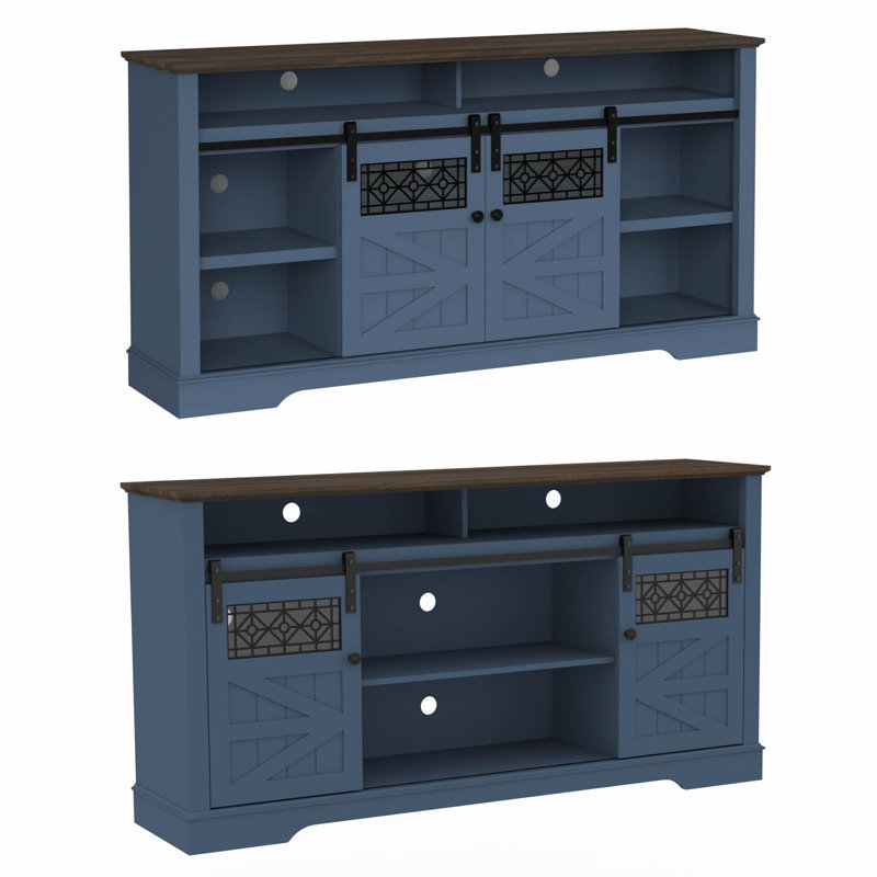 Tv Stand For Tvs Up To 75" With Open Shelves,Entertainment Center With Storage Cabinet, Navy