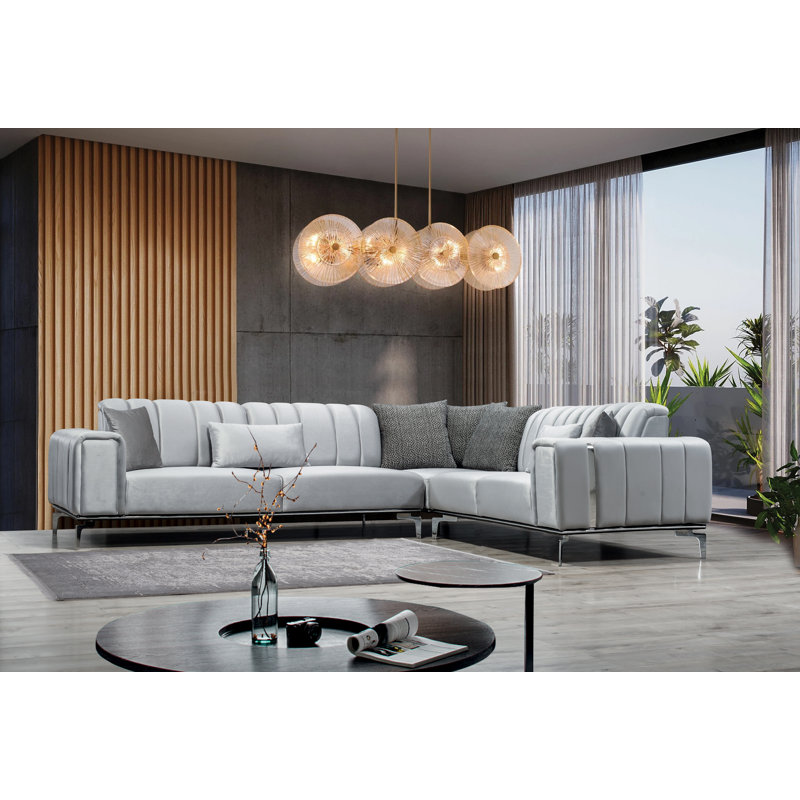 Bogumila Velvet L-Shaped Sectional Right Hand Facing