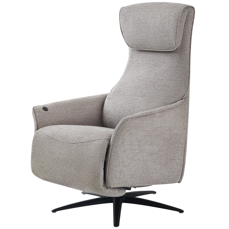 Dual Motor Power Swivel Recliner Chair with Airbag Massage, USB & Type-C Modern Accent Chair, Light Gray