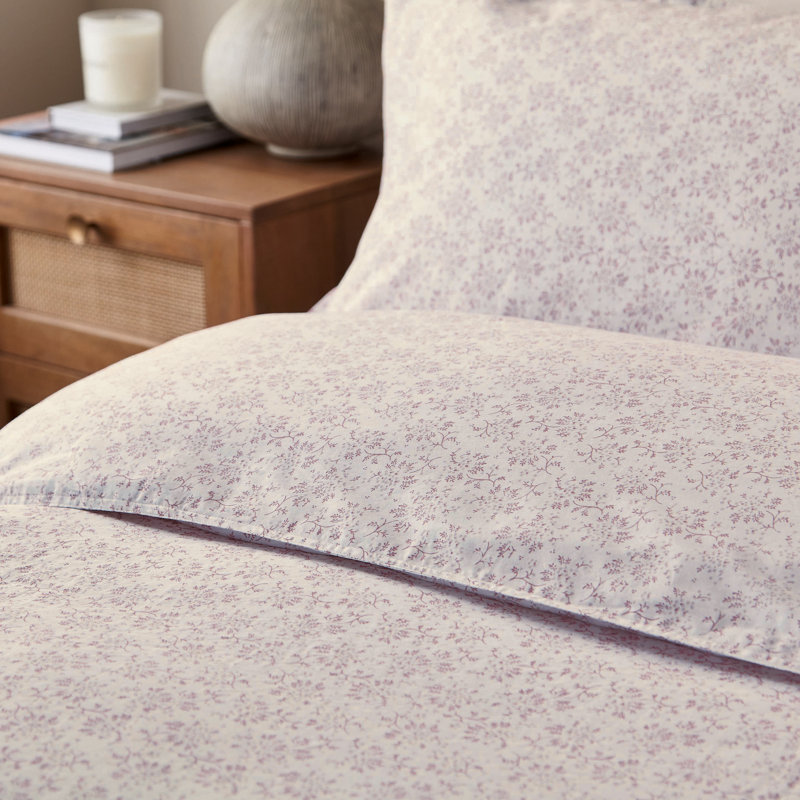 Mae Cotton Floral Duvet Cover Set with Pillowcases, Single Duvet Cover + 1 Pillowcase