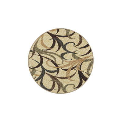 Leafy Themed Patterned Decorative Washable Rug