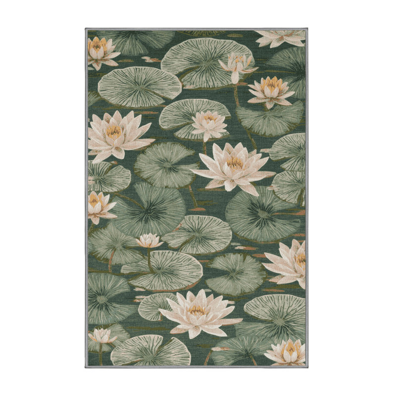 Tapis botanique brun lavable à la machine, Rectangle 2 pi x 3 pi