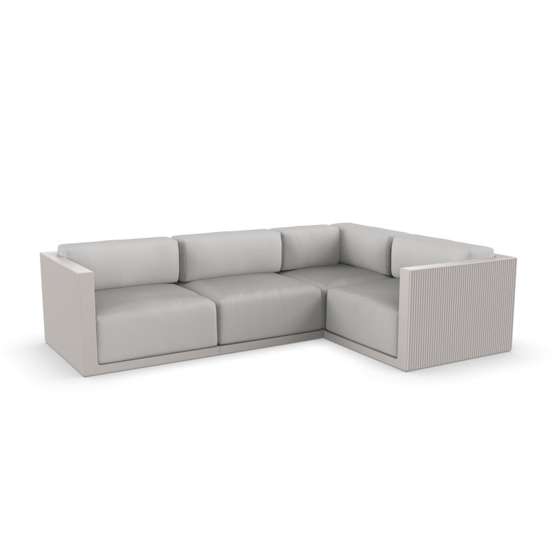 Gatsby 114" Wide Outdoor Reversible Patio Sectional with Cushions, Right Hand Facing, Nautical Taupe, Black