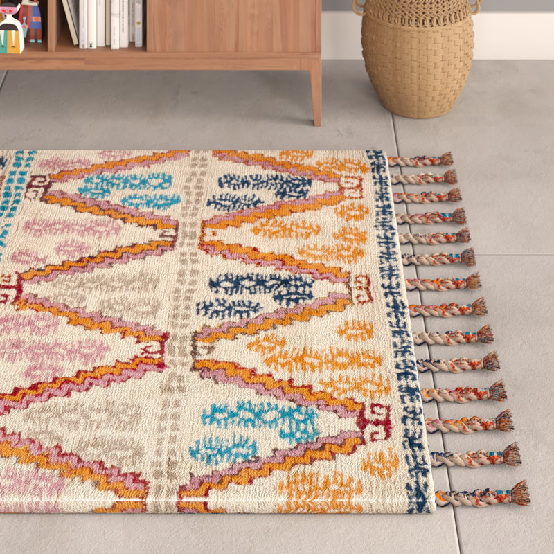 Tapis géométrique touffeté à la main Antwi, Rectangle 4 pi x 6 pi