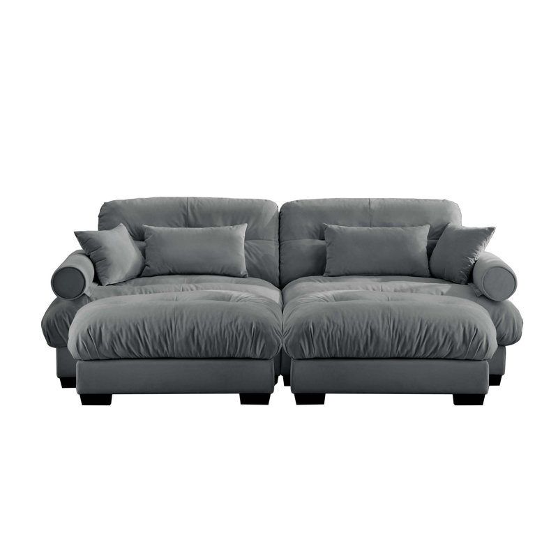 91" Oversized Upholstered Chaise Lounge Indoor, Gray