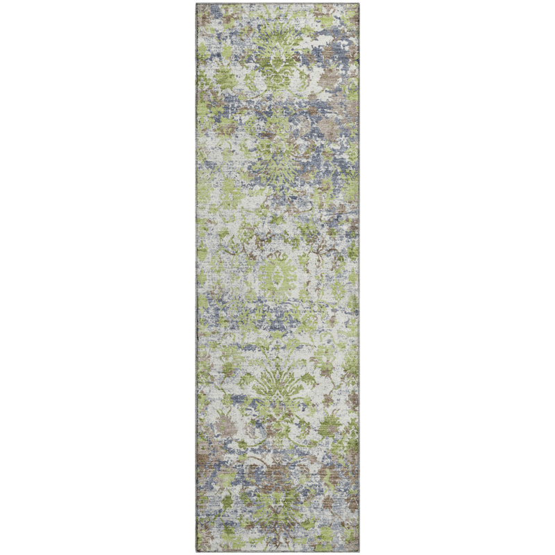 Premium Machine Washable Mayfield AMF2211 modern Rug, 2'3" x 7'6" Runner, Aloe