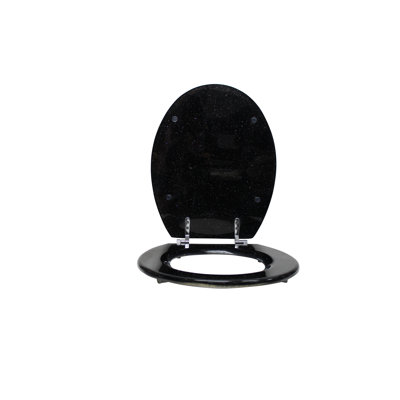 Sotero Stylish & Durable Mdf Glitter Coating Bathroom Essential-black Elongated Hard Toilet Seat