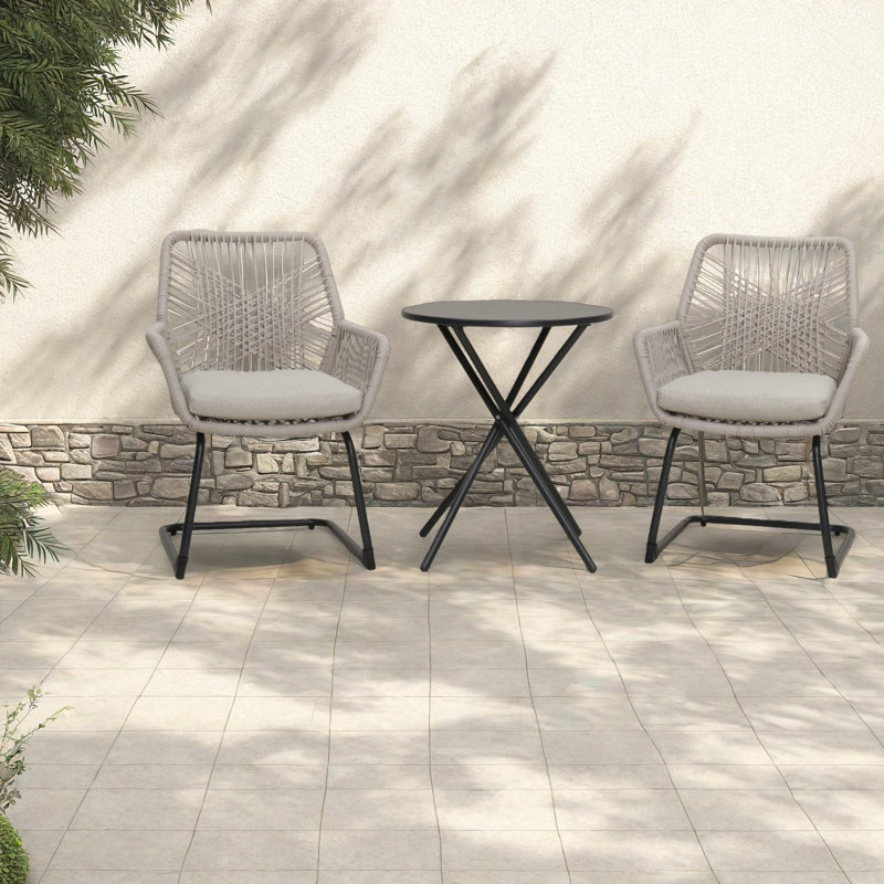 Fauteuils de patio Spring Comfort, ensemble de jardin moderne en rotin d'acier