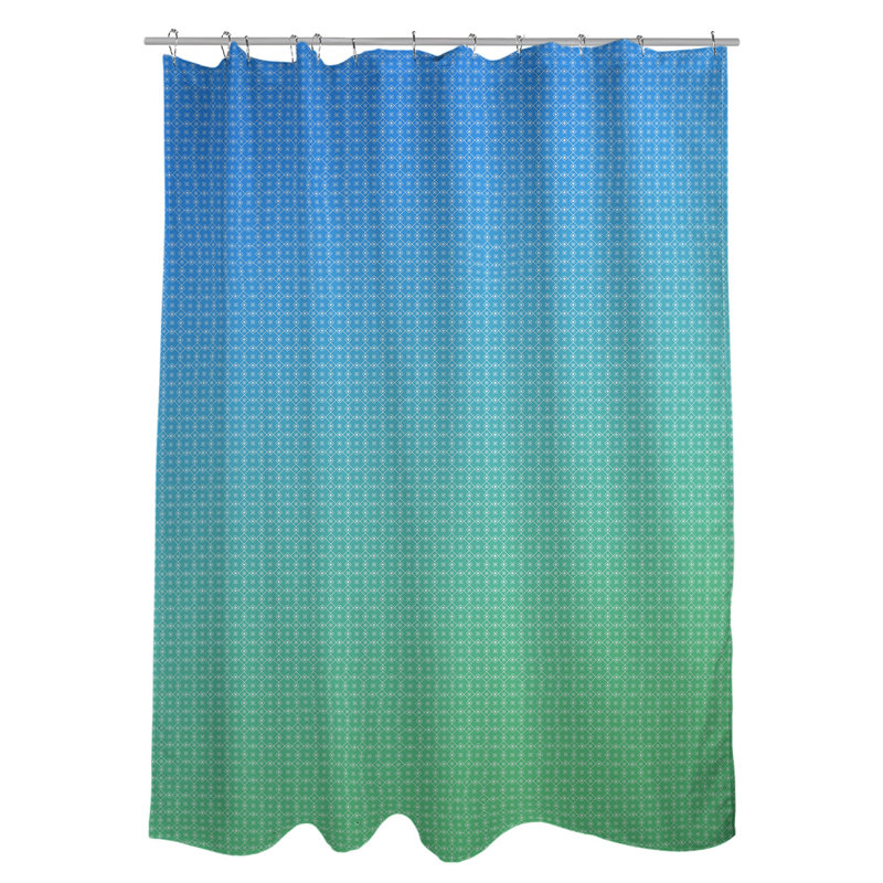 Rideau simple à deux napperons, Vert / Bleu / Blanc