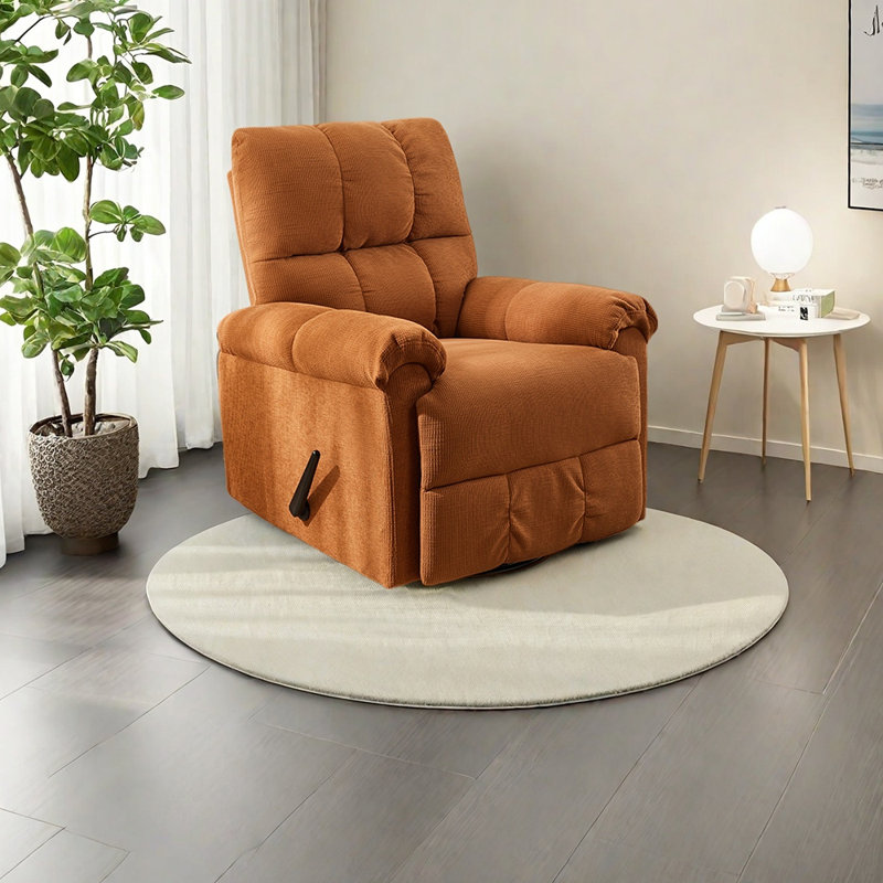 Ergonomic minimalist style Chenille recliner, Orange