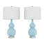 Ensemble de 2 lampes de table de chevet en céramique de 14 po Andover Mills - lampe moderne en céramique avec double gourde de style rétro pour chambre à coucher, salon ou bureau avec ampoules DEL (ciel / blanc)-1164257321