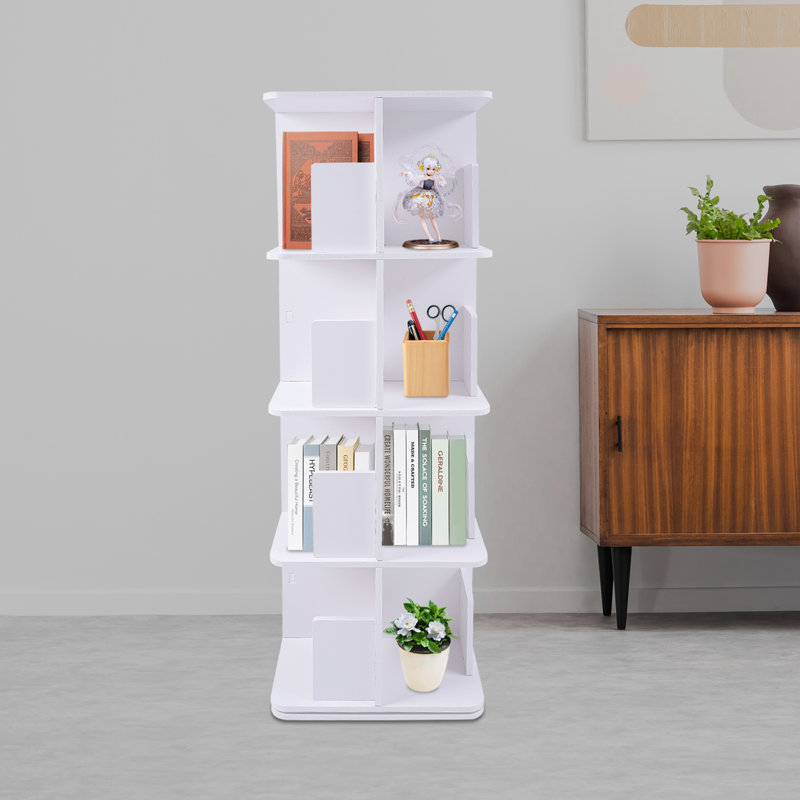Pridemore 50.5" H 4-tier 360° Rotatable Bookshelf, White