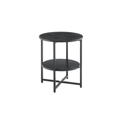 Small Round Side Table, 2 Tiers Farmhouse End Table, Accent Tables For Small Spaces, Night Stands For Bedrooms Living Room, Coffee Tables With Storage