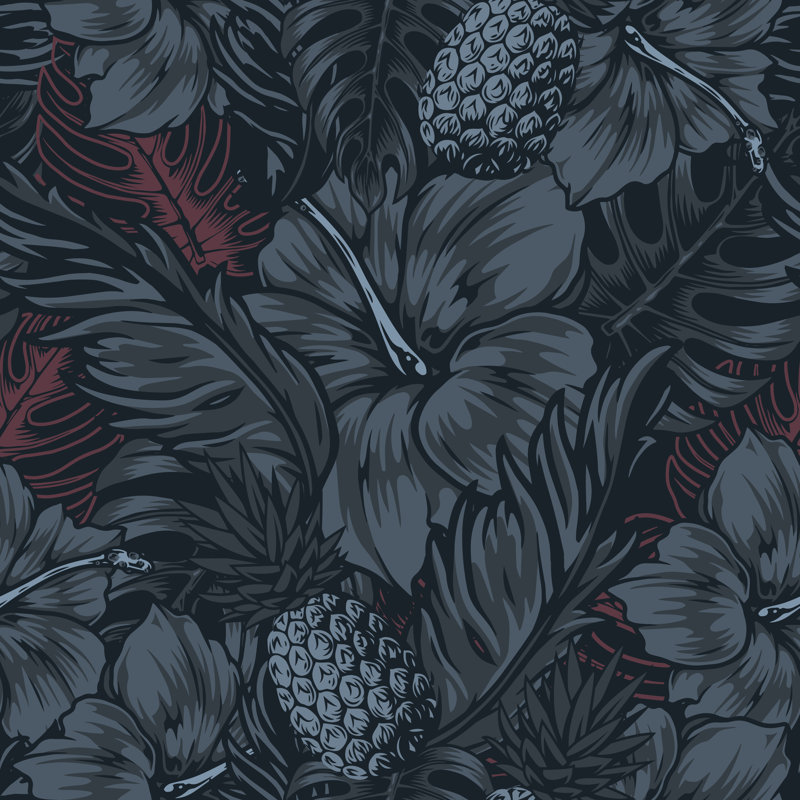 Tropical Vintage Dark Pattern - Wrapped Canvas Print, 91cm H x 91cm W