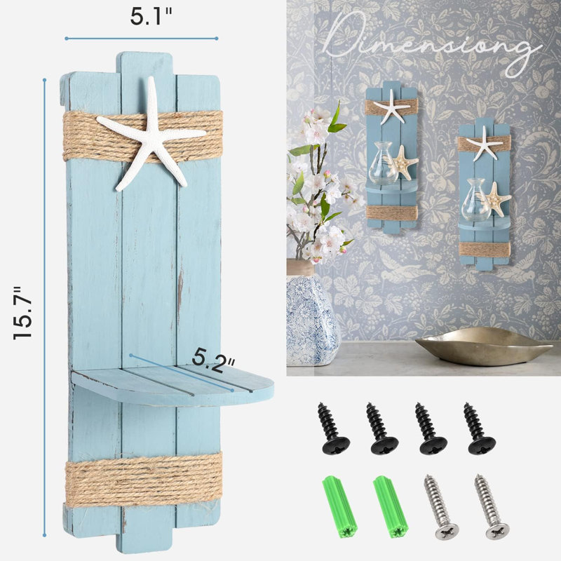 Beach Starfish Wall Candle Sconces Decor,Ocean Themed Wall-Mount Candle Holders